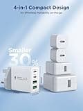 USB C Plug Fast Charge, 40W 4-Port Multi USB Charger Plug UK Dual Port PD Power Adapter +QC Wall Plug Multiport Mains Type C Charging Plug for iPhone 16 15 14 13 12 11 Pro Max XS XR 8, Samsung, iPad