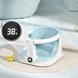 Silla De Baño para Bebé - Silla para Bañera Con Soporte Corporal Acolchado 0-3 Años | Asiento Baño Bebe Antideslizante, Plegable Con Termómetro Integrado para Viajes, Y Apartamentos