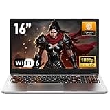 NAIKLULU 16 Inch 2025 Gamer Laptop R-7 5825U Processor (2.0 to 4.5 Ghz), 16GB RAM 1TB SSD Gaming Notebook Computer with Backlit Keyboard/Fingerprint Unlocking/Type-C/Webcam/Touchpad/51.97Wh/Wifi 6