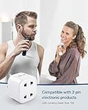 LENCENT Shaver Plug Adaptor, UK 2 Pin to 3 Pin 13A Fuse Adapter Plug Socket, Electric Shaver Razor Adapter Toothbrush Plug for Epilators Bathroom- White, 1 Pack