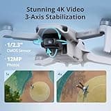 DJI Mini 4K Fly More Combo, Drone with 4K UHD Camera for Adults, Under 249 g, 3-Axis Gimbal Stabilization, 10km Video Transmission, Auto Return, 3 Batteries for 93-Min Max Flight Time, QuickShots