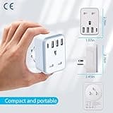 UK to US Plug Adaptor,USA Travel Adapter with 3 USB Ports and 1 Type C,American Plug Adapter UK to US,5 in 1 US USA Travel Adapter from UK to USA,Thailand,Mexico,Canada,Colombia (Type B)