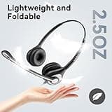 Wantek USB Headset With Microphone For Laptop, PC Headphones With Mic Noise Cancelling, Computer Headsets With In-Line Volume Control & Mute, Compatible with Ms teams, Zoom, Webex, Office, Home