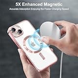 Ethanger for iPhone 13 Case Compatible with MagSafe Luxury Plating Bling Shockproof Bumper with Camera Lens Protector Magnetic Women Girly Phone Case for iPhone 13, Pink