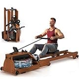 Rowing Machine, Water Foldable Rowing Machine for Home Gym, Fitness Exercise Machine with Bluetooth, 350LB Weight Capacity, App Compatible, Built-in Monitor