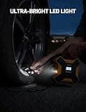 AstroAI Car Tyre Inflator Air Compressor 12V DC & 160PSI Integrated Metal Structure Digital Car Tyre Pump with LED Light, Preset Pressure and Auto Stop for Car Bike Motorcycle, and Others