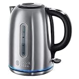 Russell Hobbs 20460 Quiet Boil Kettle, Brushed Stainless Steel, Silver, 3000 W, 1.7 Litre & 24080 Adventure Two Slice Toaster, Stainless Steel, 2 Slice, Brushed and Polished