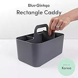 BLUE GINKGO Stackable Organizer Caddy – Korean-Made Portable Tote for Bathroom, Office, Crafts, or School Supplies (Rectangle, Grey)