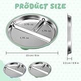 2 Pack Stainless Steel Plates Kids,Stainless Steel Baby Plates with 5 Non-Slip Suction Cups,Divided Baby Feeding Set Dishwasher Safe, Removable Silicone Base,BPA-Free Food-Grade Toddlers Utensils
