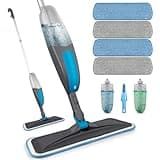 Spray Mops for Cleaning Floors - BPAWA Microfibre Floor Mop Flat Dry Wet Use for Hard Wood Laminate Vinyl Tile Wooden Floor Cleaning, Dust Mop with 2Pcs 550ML Spray Bottle and 4 Reusable Washable Pads