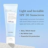 COSRX Ultra-Light Invisible Sunscreen - SPF 50 PA++++, Hydrating Sun Cream With Witch Hazel, Extra High UV Protection, Korean Skincare, 50mL