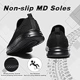 Mens Womens Slip On Trainers Casual Nordic Walking Shoes Breathable Running Shoes Nurse Work Shoes Lightweight Tennis Shoes Soft Mesh Gym Workout Sneakers Black EU45 Convert UK10.5
