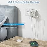 TESSAN Universal Travel Adapter 28W, Worldwide Plug Adaptor with 2 USB A and 3 USB C Ports, International Travel Adapter for EU, UK, USA, AU, Power Socket Charger for Multi Countries, Grey White