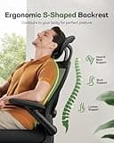 Marsail Ergonomic Mesh Office Chair High Back Desk Chair Adjustable Lumbar Support with Headrest Flip-Up Liftable Arms Swivel Computer Task Chair, Black