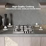 SNDOAS Gas Hob 4 Burners, NG/LPG Convertible, Built-in Stainless Steel Cooktop with Flame Failure Protection, Cast Iron Pan Support, 8060W