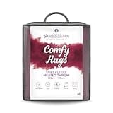 Slumberdown Comfy Hugs Heated Throw Blanket - Large Electric Blanket for Bed, Sofas & Settees, Soft Fleece Blanket with 10-Heat Settings & Hourly Timer - Cosy & Snuggly, Washable, Plum (130cm x 160cm)