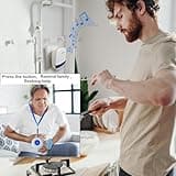 LIOTOIN Wireless Caregiver Pager Elderly Alarm Call Button Personal Alarms Call Bell For Elderly Patient Nurse Panic Alarm Button elderly alert system(3 Waterproof Transmitter 2 UK Plugin Receiver)