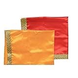 Set of 2 Large Pooja Cloth Mat Aasan for Pooja Decorative Cloth (Size:-22 Inches X 22 Inches) Multipurpose Pooja Decorations Item Indian Traditional Navratri Decor decorations Gifts(Red & Yellow)