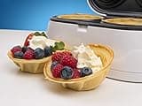 Double Waffle Bowl Maker by StarBlue - White - Make bowl shapes Belgian waffles in minutes | Best for serving ice cream and fruit | Gift ideas 220-240V 50/60Hz 1200W, UK Plug