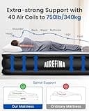 Airefina King Inflatable Air Mattress, Air Bed with Built-in Electric Pump, Double Blow Up Mattress in 3 Mins Self-Inflation, Flocked Surface Guest Airbed for Home Portable Camping 203x152x46cm