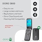 Doro 2800 4G unlocked basic mobile phone for seniors with loud and clear sound, large buttons, talking number keys, camera, assistance button and USB C charging lead [UK and Irish version] (Graphite)