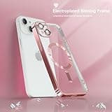 Ethanger for iPhone 13 Case Compatible with MagSafe Luxury Plating Bling Shockproof Bumper with Camera Lens Protector Magnetic Women Girly Phone Case for iPhone 13, Pink