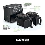Ninja Foodi MAX Dual Zone Digital Air Fryer, 2 Drawers, 9.5L, 6-in-1, Uses No Oil, Max Crisp, Roast, Bake, Reheat, Dehydrate, Cook 8 Portions, Non-Stick Dishwasher Safe Baskets, Black AF400UK