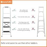 Easylife Safety Folding Step Ladder, 4 Step Ladder, Strong, Non-Slip Rubber Steps With Rail Support And Grip Tight Ridges, 96x159cm - Safety Step Ladders By Easylife Lifestyle Solutions