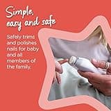 Tommee Tippee Electric Baby Nail File, with Six Filing Heads for Baby and Adult Use, Battery-Powered Infant Nail Clipper with LED Light and Adjustable Speed and Direction Settings