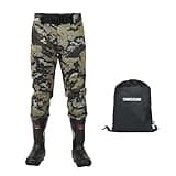 UNISPO Neoprene Bootfoot Waist Waders Durable Rubber Boots with 3M Thinsulation Reinforced Waist Belt and Knees Pad for Hunting Fly Fishing Wader Men and Women are available(Size: UK_10.5)