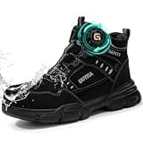 GUSAYEX Work Boots Mens Womens Waterproof Steel Toe Cap Boots Lightweight Safety Boots Puncture Proof Work Shoes Industrial Safety Trainers with Swivel Buckle Shoelaces