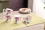London Boutique Cups Mugs Set 4 Fine China Shabby Chic Vintage Retro Design in Gift Box 330ML (Bird Rose Butterfly)