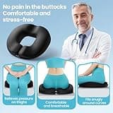 Benazcap Donut Cushion for Hemorrhoids, Coccyx Cushion for Tailbone Pain Relief, Donut Pillow, Memory Foam Seat Cushion by Ergonomic for Sores, Sciatica(Good Support, Slightly Firm)