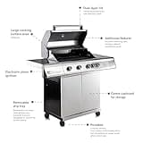 Fire Mountain 4 Burner Premier Plus BBQ - Gas, Stainless Steel Burners, Side Burner, Large Barbeque Grill, Includes Protective Cover, Barbeque Grill Outdoor, Perfect for Garden Parties