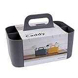 BLUE GINKGO Stackable Organizer Caddy – Korean-Made Portable Tote for Bathroom, Office, Crafts, or School Supplies (Rectangle, Grey)