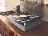 Jam Spun Out Wireless Bluetooth Turntable, Vinyl Record Player Bluetooth, 3 Belt Drive for Superior Sound, portable Record Player, Headphone Jack Output and Aux-in, Dust Cover included - Black