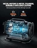 AstroAI Tyre Inflator Air Compressor Dual Power Supply 12V DC & 240V AC, Car Tyre Pump with Dual Metal Motors, Car Accessories 150PSI & 350LPM Dual Mode Air Pump for Car Tyres and Air Mattress Tent