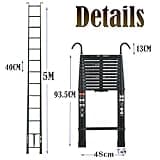 Aluminium 5m Telescopic Ladder - Extendable, Portable, Multi-Purpose, Sturdy & Safe for Climbing, Folding Roof Loft Ladder, 150KG Capacity
