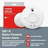 FireAngel Mains Smoke Alarm - SW1-R Mains Powered Optical Smoke Detector with Backup Battery - Wired, Interlinked Smoke Alarms for Home with Test Button and LED Indicators - White