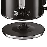 Russell Hobbs Black Stainless Steel Electric 1.7L Cordless Kettle (Quiet & Fast Boil 3KW, Removable washable anti-scale filter, Push button lid, Perfect pour spout) 20462