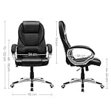SONGMICS Executive Office Chair with High Back, Durable and Stable, Height Adjustable, Ergonomic, Black, OBG22BUK, 73 x 70 x (112-122) cm, 777OBG22BUK