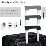 SHOWKOO Suitcase Sets 3 Hard Shell Expandable 100% Polycarbonate Lightweight Ultra Durable Carry on Travel Hand Luggage with 4 Spinner Wheels TSA Lock 20" 24" 28", Black