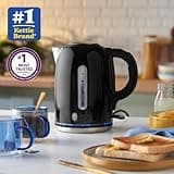 Russell Hobbs Black Stainless Steel Electric 1.7L Cordless Kettle (Quiet & Fast Boil 3KW, Removable washable anti-scale filter, Push button lid, Perfect pour spout) 20462