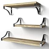 Pipishell Floating Shelves Wall Mounted Shelf, Paulownia Wood Wall Shelves, Wooden Shelves Set of 3 for Bedroom, Bathroom, Living Room, Kitchen, Home Office, Laundry room,etc (rustic)