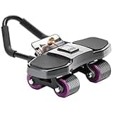 AB Roller Exercise Wheel 1.8M Automatic Rebound Ab Roller, Automatic Rebound AB Wheel With Knee Mat & Timer and Phone Holder for Home Fitness Calisthenics Equipment