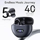 CAPOXO Open-Ear Headphones,40Hrs Playtime Wireless Clip on Earbuds,Lightweight,Glasses-Friendly,Bluetooth 5.4 with Digital Display Charging Case,IPX7 Waterproof Open Earbuds for Sport Workout