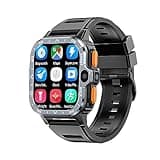 Rainbuvvy 4G LTE Smart Watch 2.03" IPS Large Screen SP9832E 4GB+64GB 8.0MP Dual Camera Android 8.1 Smartwatch USB File Transfer WiFi GPS Fitness Watch Men (Black, 4GB+64GB)