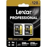 Lexar Gold Series Professional 1800x 128GB UHS-II SDXC Memory Card, 2-Pack