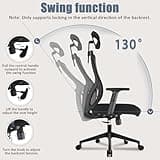 Durrafy Office Chair, Desk Chair with Adjustable Headrest, Lumbar support and Liftable Armrest, High Back Ergonomic Office Chair, Breathable Mesh Backrest for Comfort, Computer Chair for Home/Office
