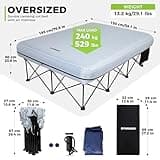 FUNDANGO Camping Beds Double with Air Mattress Folding Camp Beds 2 Person with Mattress Camping Cot Portable Air Bed with Air Pump Side Table Sleeping Cot Guest Bed for Travel Fishing Picnic Indoor